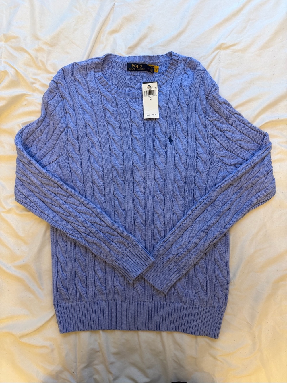 Polo Ralph Lauren Men's Medium Lavender Cable Knit Sweater. New with Tags NWT